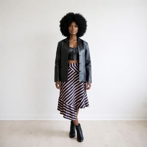 Vtg 90s Wilsons Leather Black Leather Blazer Jacket Size Large Retro